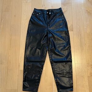 H&M Black Straight Leg Faux Leather Jumpsuit